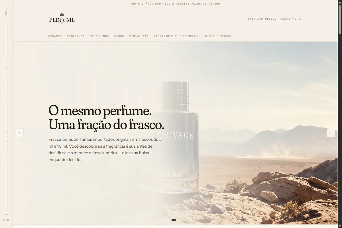 Frasco de perfume importado fotografado para a loja Mini Perfumes CVL